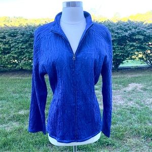Chico’s Long Sleeve Full Zip Up Lightweight Blue Jacket Size 3